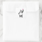 Panda with Tulip Vierkante Sticker (Tas)