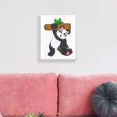 Panda with Wood at Strength training Canvas Afdruk (Insitu (Woonkamer))