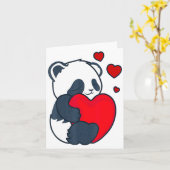 Panda Women Valentines Day Girlfriend Heart  Kaart (Gele Bloem)