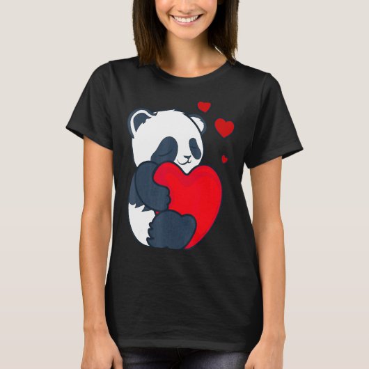 Panda Women Valentines Day Girlfriend Heart  T-shirt (Voorkant)