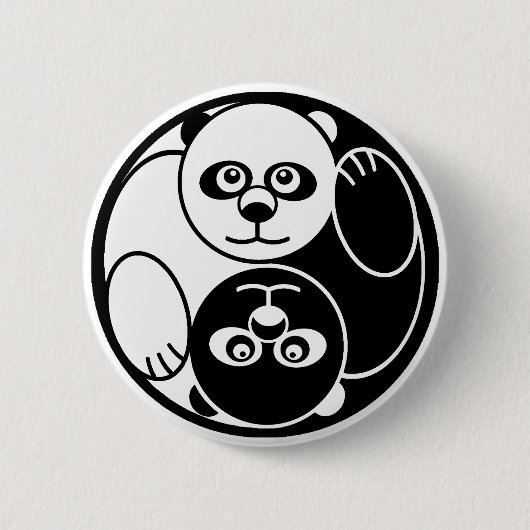 Panda Yin Yang Ronde Button 5,7 Cm (Voorkant)