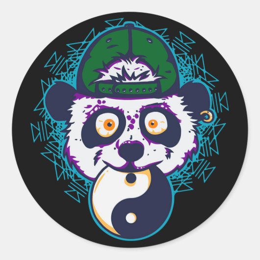 PANDA YIN YANG RONDE STICKER (Voorkant)