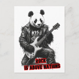 Panda zegt: Rock staat boven Naties op een Feestdagenkaart
