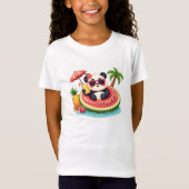 Panda Zomer Vibes 🐼 Kiwi Float Cartoon T-shirt (Voorkant)
