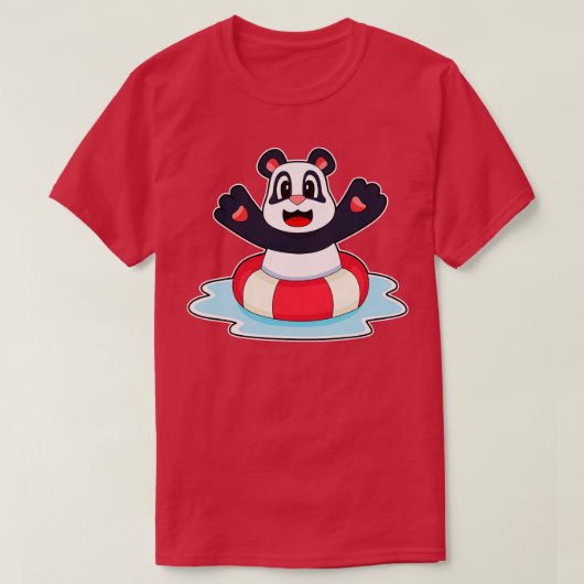 Panda Zwemmen Reddingsboei T-shirt (Design voorkant)