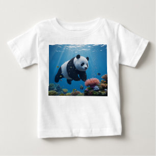 Panda zwemt door levendige koraalrif