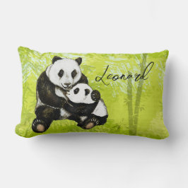 Pandabär Mutter mit Kind - handgemalt | Kissen Kussen