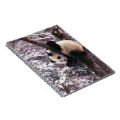 Pandabub speelt op een boom met sneeuw. notitieboek (Rechterzijde)