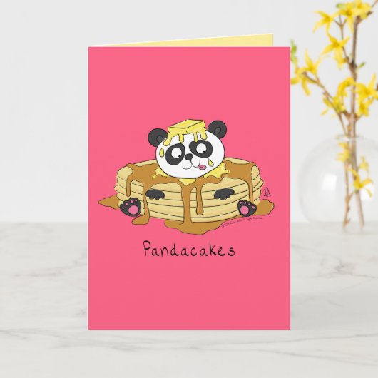 Pandacakes - Funny Panda Pannenkoek Pun Kaart (Gele Bloem)