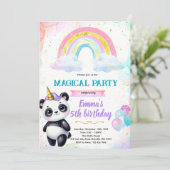 Pandacorn verjaardagsfeest uitnodiging (Staand voorkant)