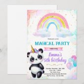 Pandacorn verjaardagsfeest uitnodiging (Voorkant / Achterkant)
