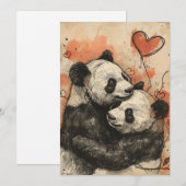 Pandaliefde Valentijnsdag Feestdagenkaart (Voorkant / Achterkant)
