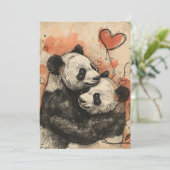 Pandaliefde Valentijnsdag Feestdagenkaart (Staand voorkant)