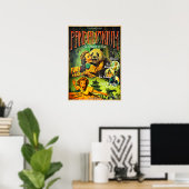 Pandamonium Funny Panda retro horror film poster (Thuiskantoor)