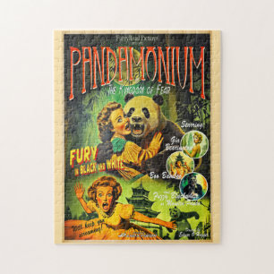 Pandamonium Funny Panda retro horror film poster Legpuzzel