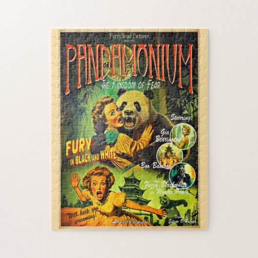 Pandamonium Funny Panda retro horror film poster Legpuzzel (Verticaal)
