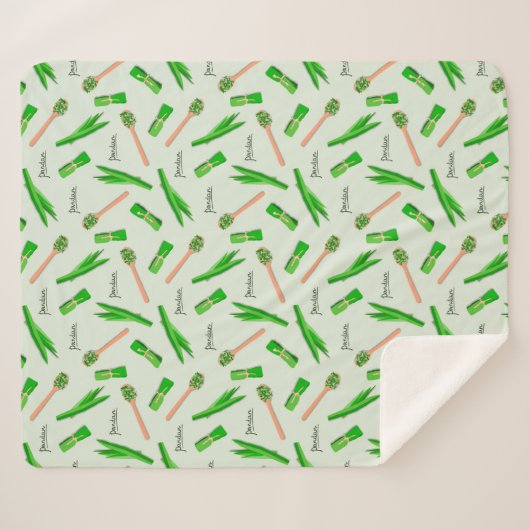 Pandan Leaf Pattern Fleece Blanket Sherpa Deken (Voorkant (horizontaal))