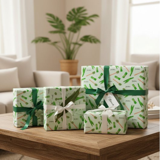 Pandan Leaf Pattern Wrapping Paper  Cadeaupapier