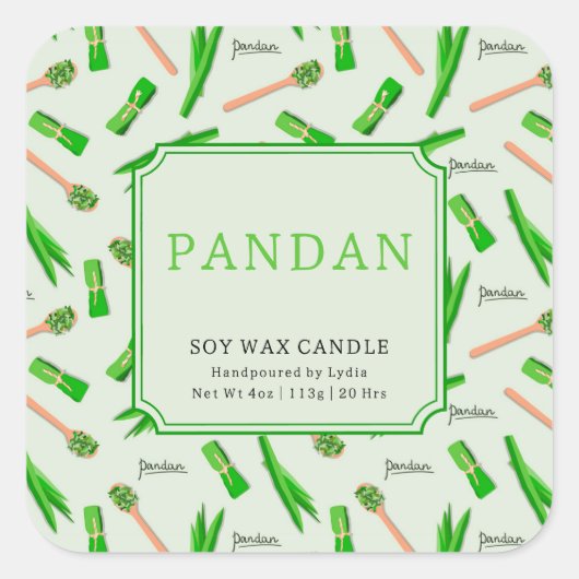 Pandan Soy Wax Candle Custom Sticker (Voorkant)