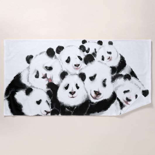 Pandas Beach Towel Family Panda Strandlaken (Voorkant)