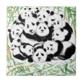 Pandas - Big Hugs - Cute - Funny - Waterverf Art Tegeltje (Voorkant)