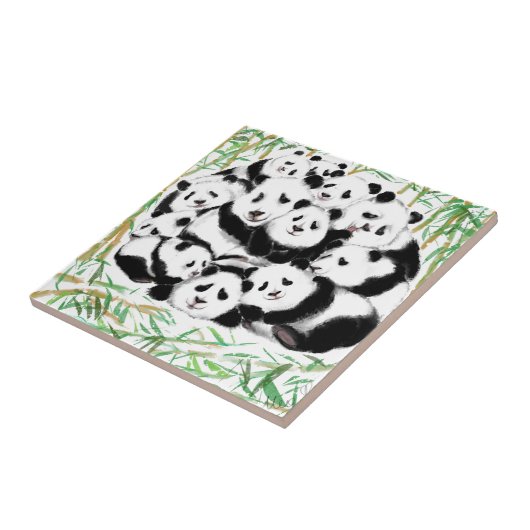 Pandas - Big Hugs - Cute - Funny - Waterverf Art Tegeltje (Zijkant)