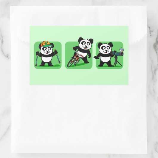 Pandas buiten rechthoekige sticker (Tas)