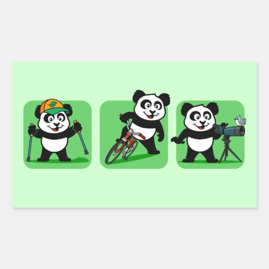 Pandas buiten rechthoekige sticker (Voorkant)