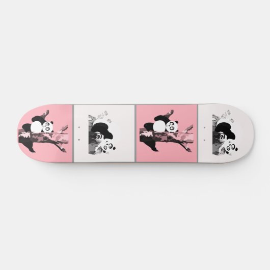 Pandas Checker - Roze Persoonlijk Skateboard (Horizontaal)