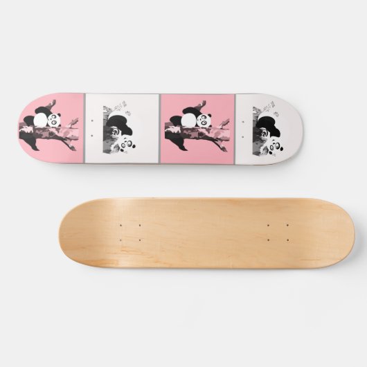 Pandas Checker - Roze Persoonlijk Skateboard (Horizontaal)