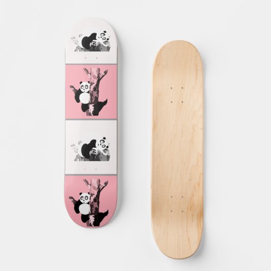 Pandas Checker - Roze Persoonlijk Skateboard (Voorkant)