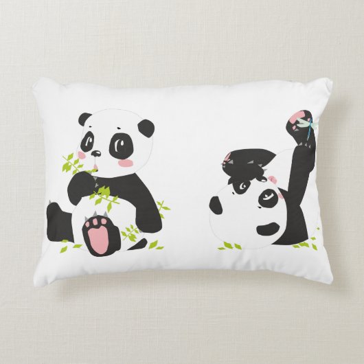 Pandas | Cute Panda Cubes en Little Dragonfly Accent Kussen (Voorkant)