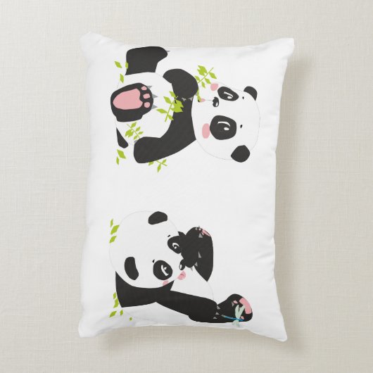 Pandas | Cute Panda Cubes en Little Dragonfly Accent Kussen (Achterkant (Verticaal))