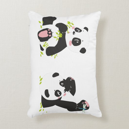 Pandas | Cute Panda Cubes en Little Dragonfly Accent Kussen (Voorkant(Verticaal))