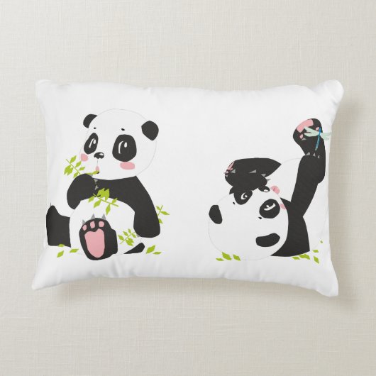 Pandas | Cute Panda Cubes en Little Dragonfly Accent Kussen (Achterkant)