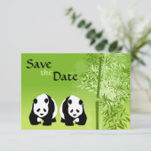 Panda's en Bamboe Bruiloft Save the Date Kaart (Staand voorkant)