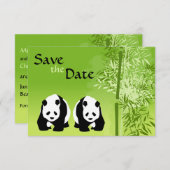 Panda's en Bamboe Bruiloft Save the Date Kaart (Voorkant / Achterkant)