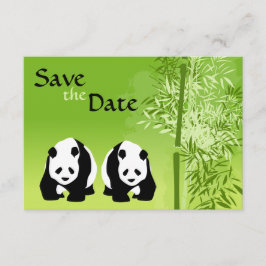 Panda's en Bamboe Bruiloft Save the Date Kaart