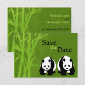 Panda's en Bamboe Bruiloft Save the Date Kaart (Voorkant / Achterkant)