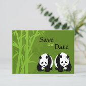 Panda's en Bamboe Huwelijk Save the Date Kaart (Staand voorkant)