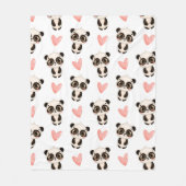 Pandas en hart fleece deken (Voorkant)