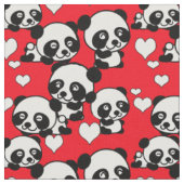 Pandas en Hearts Valentijn Fabric Stof (Close Up)