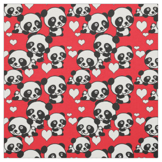 Pandas en Hearts Valentijn Fabric Stof