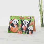 Panda's en pompoenen Herfst Wenskaart Kaart (Voorkant)