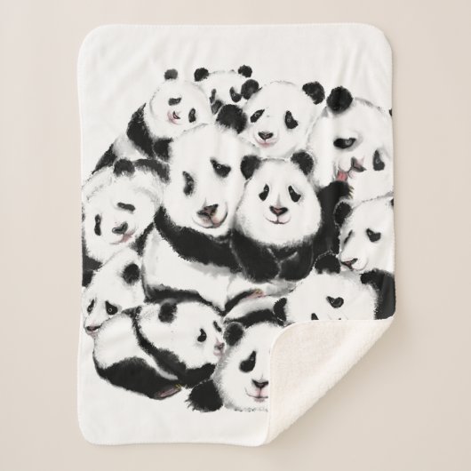 Pandas Family Sherpa Blanket Sherpa Deken (Voorkant)