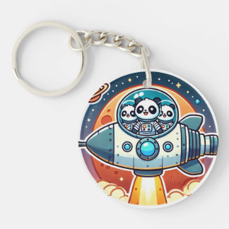 Panda's gaan naar Mars Space Sleutelhanger