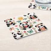 Panda's Garden of Love Paper Onderzetter (Schuin)