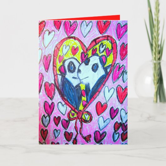 Panda's houden van feestdagen kaart (Voorkant)