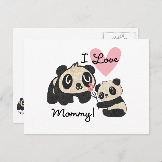 Panda's I de Mama van de Liefde Briefkaart (Voorkant / Achterkant)