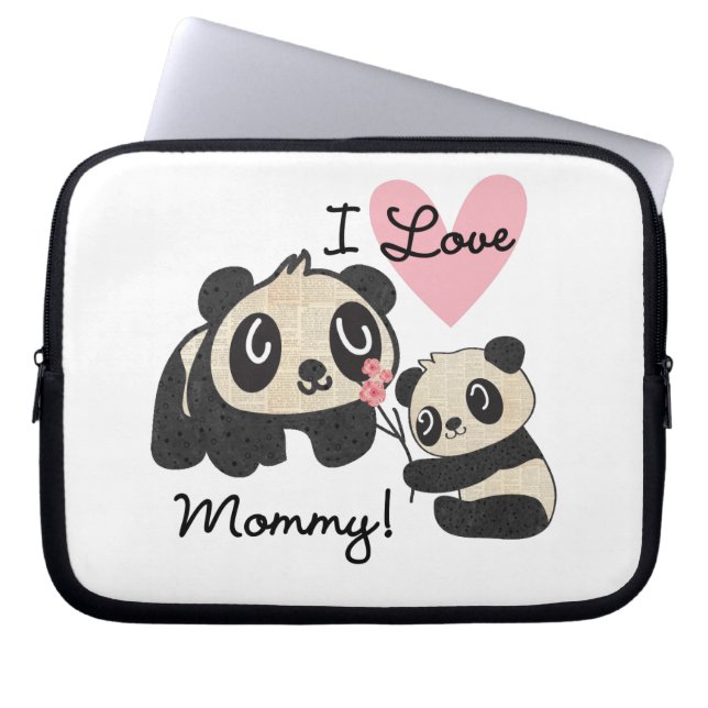 Panda's I de Mama van de Liefde Laptop Sleeve (Voorkant)